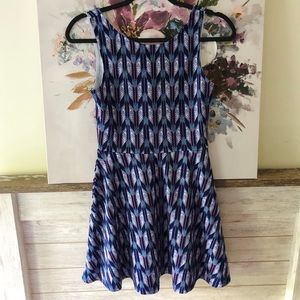 Navy and Purple Patterned H&M MIDI Dress